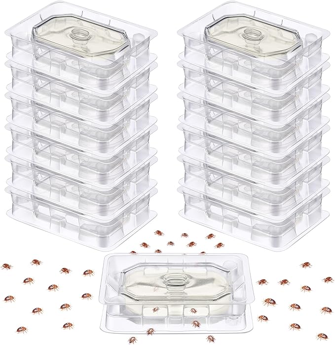 Qualirey 12 Set Bed Bug Detector & Trap, Bedbug Traps with Strong Glue, Bedbug Interceptors, Early Detection Glue Trap for Bed Legs, Indoor Pest Control Blocker for Home and Travel (Clear)