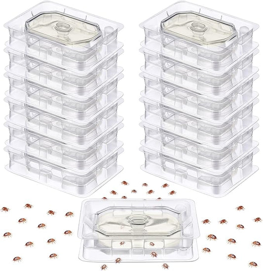Qualirey 12 Set Bed Bug Detector & Trap, Bedbug Traps with Strong Glue, Bedbug Interceptors, Early Detection Glue Trap for Bed Legs, Indoor Pest Control Blocker for Home and Travel (Clear)