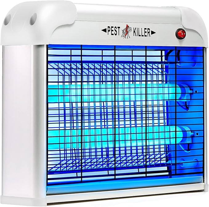 Indoor Electric Bug Zapper, 2800V Powerful Flying Insect Mosquito Killer w/ 20W Blue Light Attract, Plug-in Pest Control Machine for Moth, Fruit Fly, Fungus Gnat, Garage Bug Catcher/Eliminator/Trap