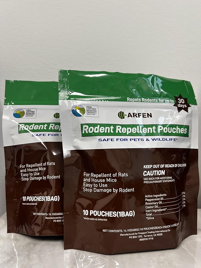 Rodent Repellent Pouches, Peppermint Oil, All Natural, Plant Powered, Repel Mice and Rat, Squirrels, Mouse Repellent, Keep Mice Out from Indoor/Car/RV/Boat/Garage/Cabin,20 Pouches (20 Pack)