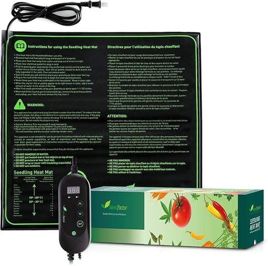Seedfactor MET Certified Seedling Heat Mat with 50℉~108℉ Digital Thermostat Controller for Seed Germination (20" x 20")
