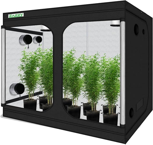 zazzy Grow Tent, 120"x60"x78" Hydroponic Mylar Grow Tent Reflective Garden Growing Dark Room with Observation Window, Removable Floor Tray and Tool Bag for Indoor Plant Growing 10x5