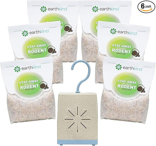 Stay Away Rodent Repellent - Pest Control for Indoor Use - Safe for Kids & Pets When Used As Directed - with Plant Fibers, Balsam Fir & Fragrance Oil - 6-Pack with Extended Release Pouch Pod