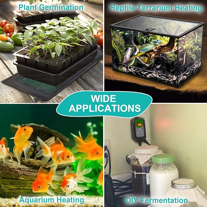 Bestio 10” x 20.75” in Seedling Heating Mat with Digital Thermostat Combo Kit, MET Certified Waterproof and Durable Plantg Heat Mat for Seed Starting,Suitable for Seeding,Indoor Gardening,Greenhouse