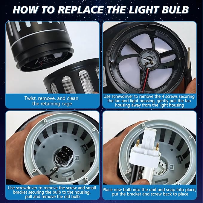 Qualirey 6 Pack 41050 7W Replacement Bulb, Upgraded 2 Color Bug Zapper Replacement Bulb Compatible with Dynatrap DT1050 DT1100 DT1250, 1/2 Acre Mosquito UV Light Trap Replacement Bulbs