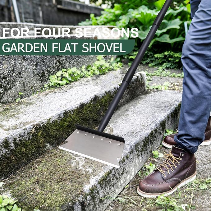 Garden Cleaning Shovel, Snow Shovel, Ice Scraper, 59 Inch Adjustable Handle Heavy Duty Garden Shovel Multifunctional Cleaning Shovel, for Lawn Edging, Scraping, Weed and Ice Removal