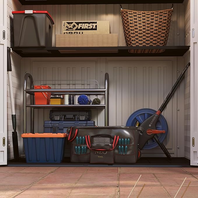 Vertical Resin Storage Shed, 60 Cuft Garden Tool Sheds & Outdoor Storage, Plastic Outdoor Storage Cabinet Waterproof, 4.5 x 2.3 ft Backyard Outside Lawn Mower Storage Shed, White