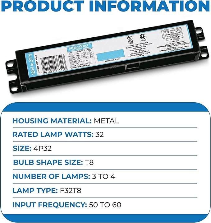 OHLECTRIC (10 Pack) Replacement for ICN-4P32-SC 3 & 4 Lamp T8 Fluorescent Electronic Ballast - 120-277 Volt - Instant Start - UL Approved