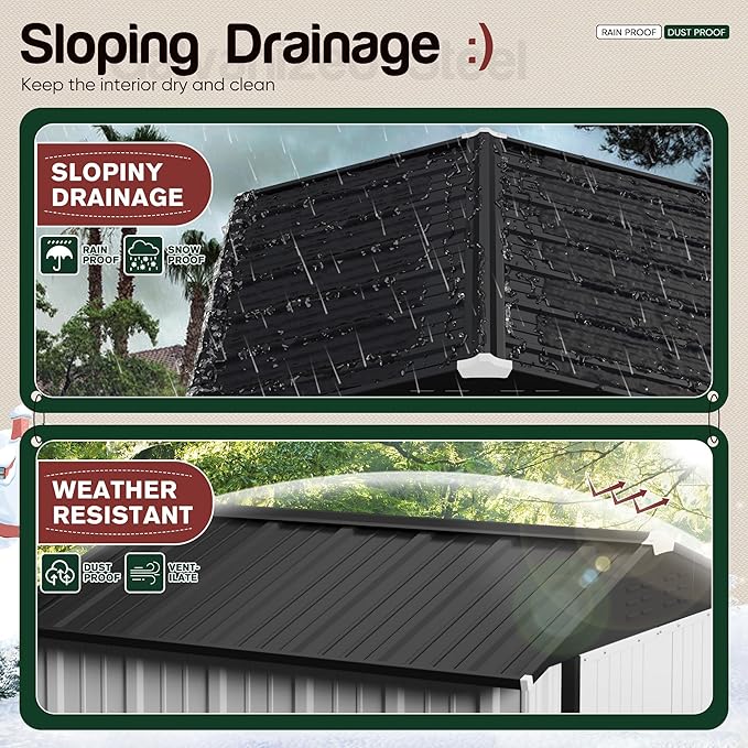 GUNJI 6 x 4 FT Shed Outdoor Storage Shed Metal Garden Shed with Lockable Door Outside Waterproof Tool Shed for Backyard, Patio, Lawn (White)