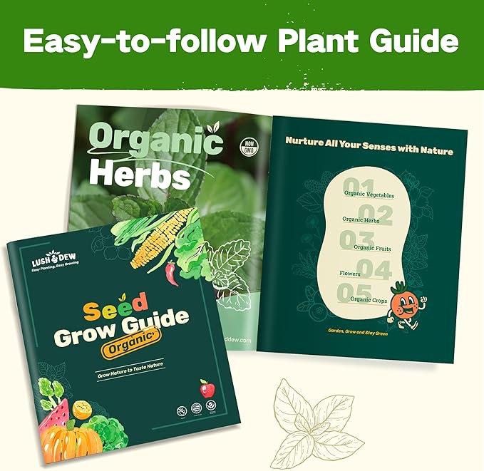 LUSH&DEW Full Companion Plants Vegetable Seed Bank, Gardening Gifts for Women Men, 32 Varieties 30,000+ Non-GMO Heirloom Fall Garden Seeds, Raised Garden Bed, Survival Seed Kit Emergency Food Supplies