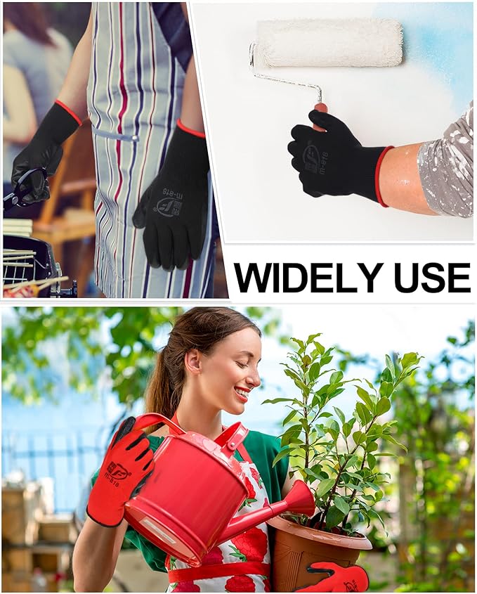 Nuogo 48 Pairs Gardening Gloves for Men Women Rubber Coated Safety Work Gloves Bulk for Gardening Construction Work