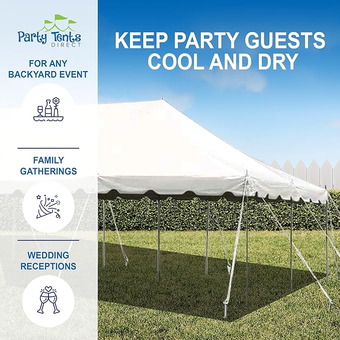 Party Tents Direct 20' x 40' Weekender Canopy Tent with Sidewalls, Easy Up Party Tent for Backyard, Outdoor Tents for Parties, Weddings, Graduations, Banquets, Events, Heavy Duty, PVC White Top