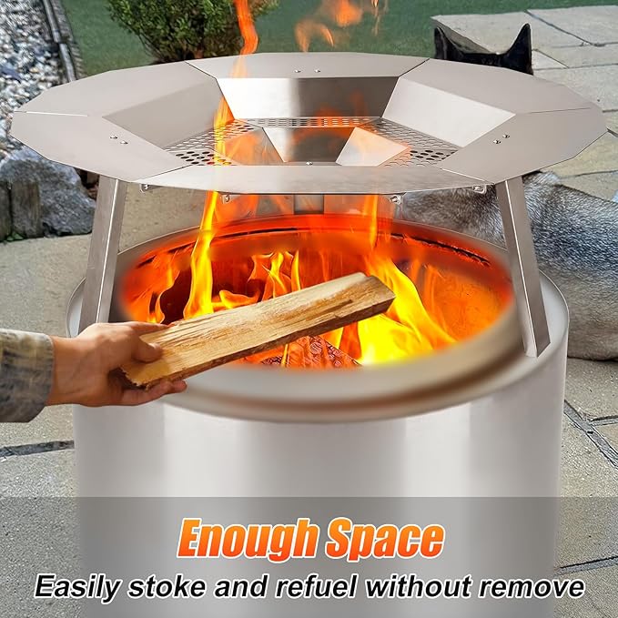 Heat Deflector for Solo Stove Yukon, 304 Stainless Steel Portable Heat Diffuser with Handle&Leg Accessory for 27" Other Fire Pit Captures & Redirects Warmth for Solo Stove Yukon Accessories