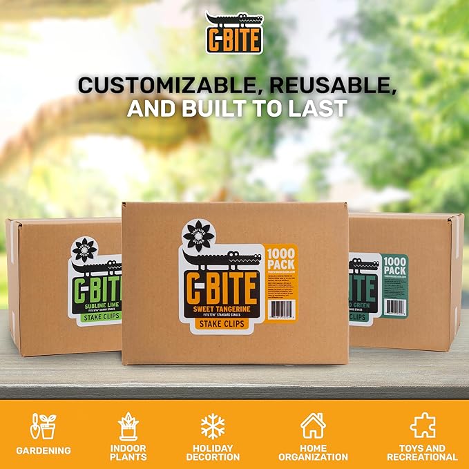 Plant Support Clips for Trellis, Garden Stakes, Wire Fence, Climbing Plants, Indoor Gardening, Hydroponics Systems, and Vines | Durable Gardening Clips (Tangerine Orange - 1,000 Pack)