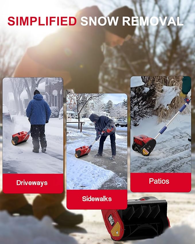 Cordless Snow Shovel Compatible with Milwaukee 18V Battery, 12” Brushless Snow Blower Electric Snow Thrower, Adjustable Front Handle & Deflector (w/ 4.0 Ah Battery & 4.0 Quick Charger)
