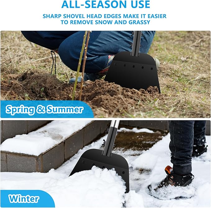 Heavy Duty Cleaning Shovel - Durable Snow Ice Dirt Scooper, All-Purpose Farm & Garden Tool with Ergonomic Grip - Effortless Debris Removal
