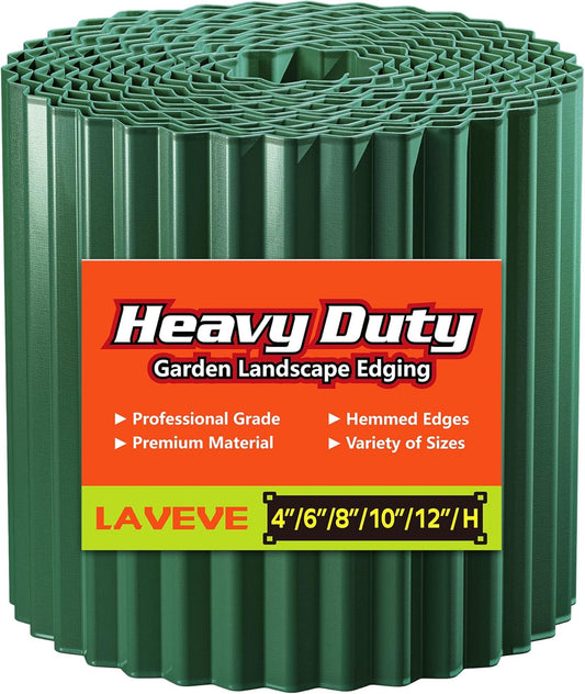 LAVEVE Corrugated Metal Garden Edging 10" x 20Ft, Landscape Edging Border for Lawn, Flower Bed, Garden Fence, Paver Edging (Green)