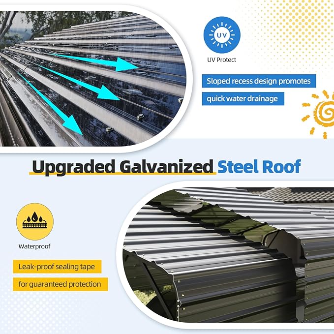 YOLENY 14x20 FT RV Carport, Heavy Duty Metal Carport with Reinforced Metal Frame & Galvanized Roof, Weather-Resistant Car Shelter for RV, Cars, Trucks, Boats, SUVs, and Tractors, Gray