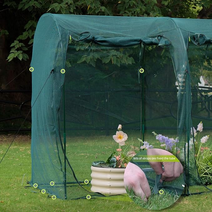 Poray Large 12.3X4FT Tunnel Plant Netting Cover,6FT Tall Crop Cage Tomato Netting for Vegetables&Fruits,Durable Gardening Net for Plant and Animals