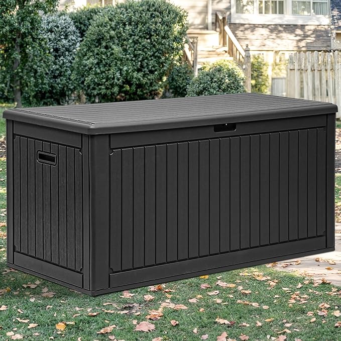 YITAHOME 260 Gallon Double-Wall Deck Box with Divider & Side Handles, Outdoor Large Storage for Patio Furniture Cushions, Garden Pool Accessories, Water Resistant & Lockable