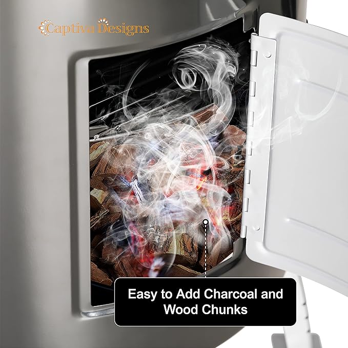 Captiva Designs 17-Inch Outdoor Vertical Smoker, Wood Chunks Smoker with Thermometer for Outdoor Cooking,Grilling,Picnic,Camping and Party