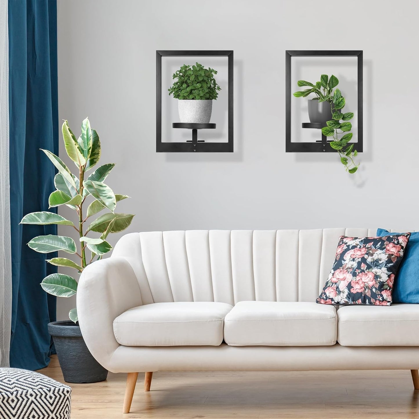 Heavy-Duty Wall Planters for Indoor Plants, Modern Metal Hanging Plant Holders, Picture Frame Wall Plant Shelves for Living Room, Balcony, Patio, Window Garden Décor, 2-Pack
