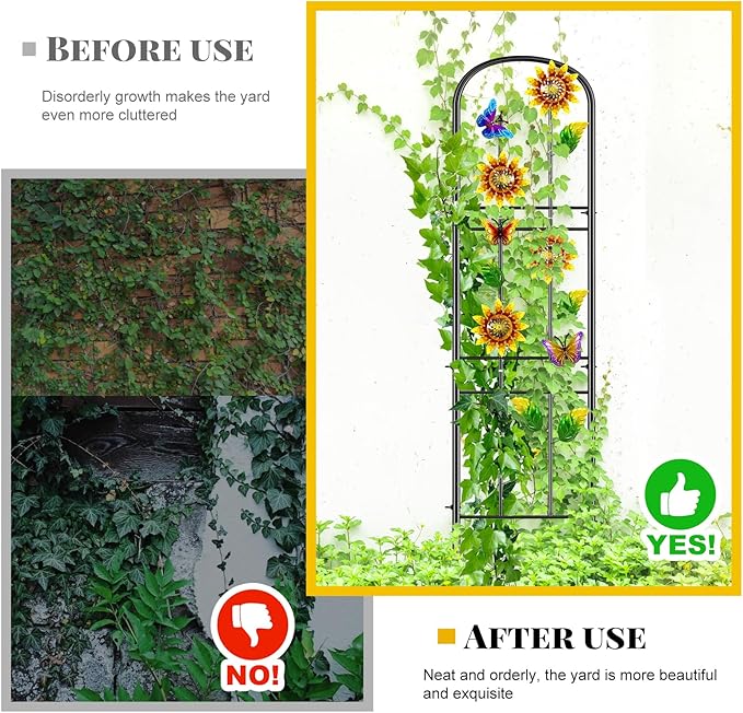 2 Pack Garden Trellis for Climbing Plants Outdoor, Metal Plant Trellis Vine Frame Support for Potted, Decoration Plant Wall Brackets Lattice for Indoor Flowers Vegetable Fruits Rose