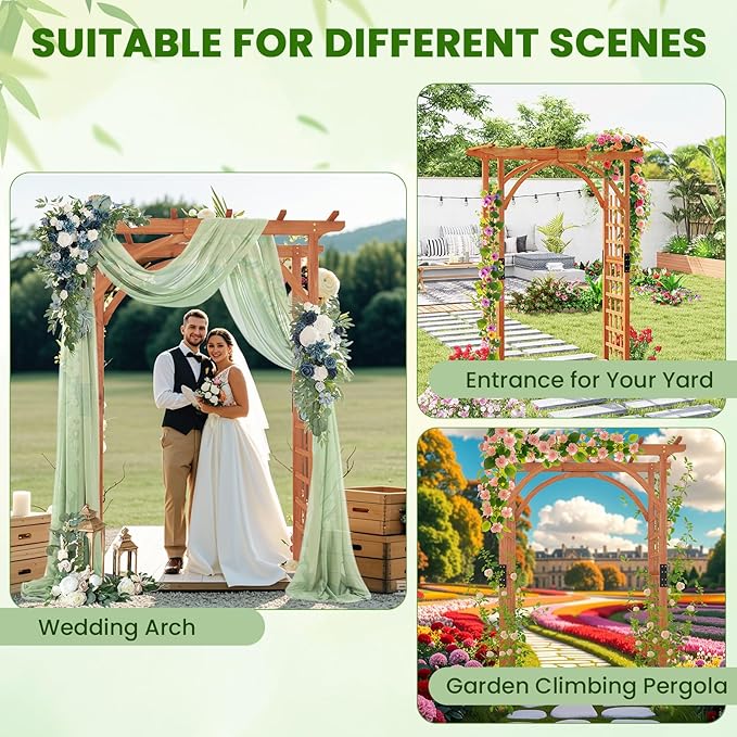 Giantex 85inch Wooden Garden Arch Wedding Arch for Ceremony, Garden Arbor Trellis for Climbing Plants Vines, Easy Assembly, Outdoor Flower Arches Wedding Arbor for Bridal Party