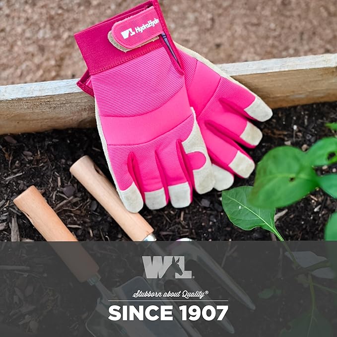 Wells Lamont Women’s HydraHyde Split Leather Hybrid Pink Gloves, Medium (3268M)