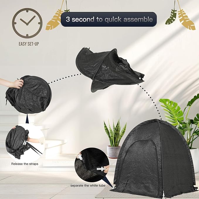 2pack Pop up Plant Sunshade Cloth,Plant Sun Shade Net for Flower UV Resistant Pest Guard Cover for Outdoor Gardens Sunblock Shade Cover with Carry Bag and 16 Stakes (Black)