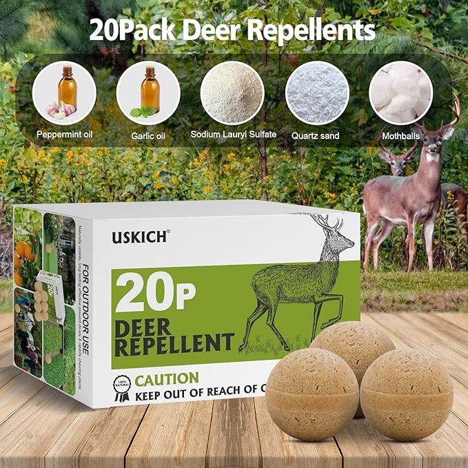 20 Pack Deer Repellent, Rabbit Repellent, Deer Deterrent, Powerful Deer Repellent Outdoor for Plants, Rabbit Repellant for Garden, Deers Repellent for Outdoor Tree Yard, Safe for Deer and Plants