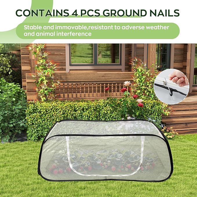 Raised Garden Bed Cover with Frame-4x2x1.3ft Garden Greenhouse Cover with Zipper Door,Garden Rows Accelerator Plants Cover for Vegetable & Flower Beds