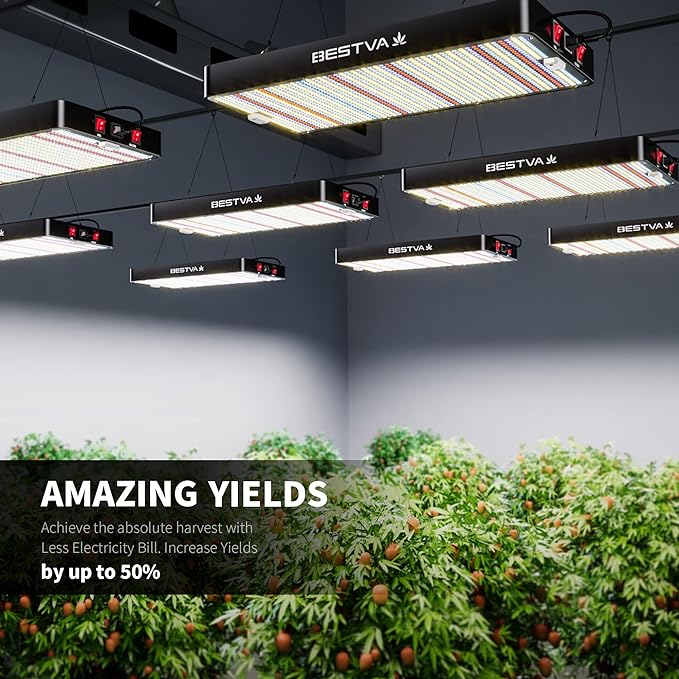 BESTVA 2025 Upgrade DC2000 Led Grow Light with High Yield Diodes Full Spectrum LED Grow Lights for Indoor Plants Greenhouse Veg Bloom Light Hydroponic Grow Lamp