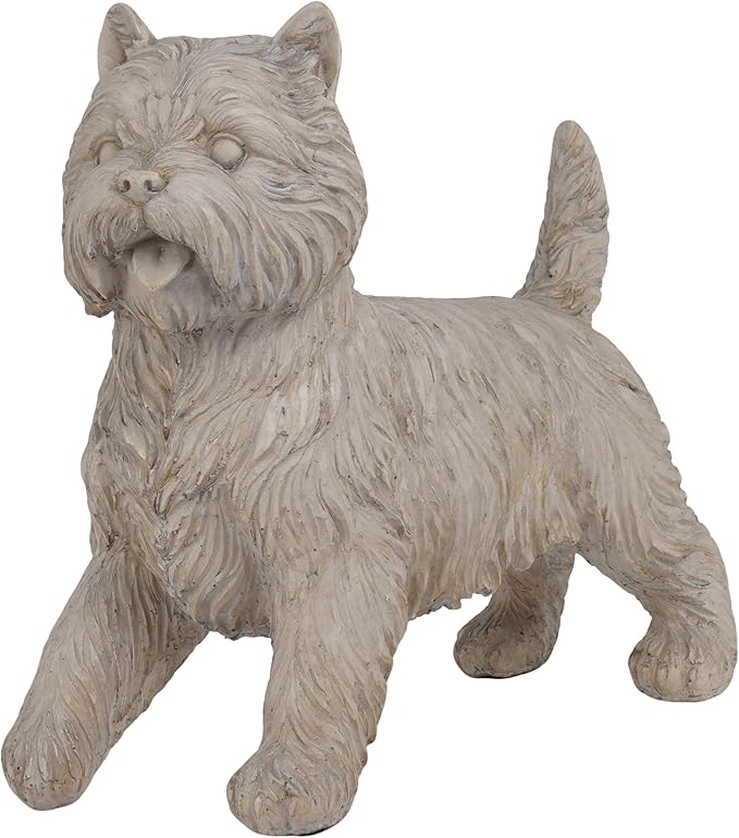 Cynkeyee Dog Garden Statue Outdoor - Decorative Cairn Puppy Sculpture Resin West Highland White Terrier Statues Standing Pose Life Size Home Yard Decor 15x6x14 inches