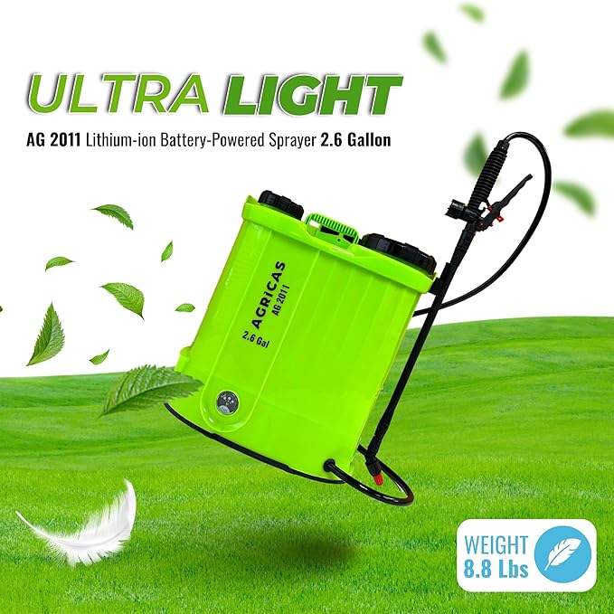 Battery Powered Backpack Sprayer 2.6 Gallon, Adjustable 0-100 PSI Pressure, Compatible with Makita 18V Battery, 7 Nozzles, Telescopic Wand, Charger Included, Electric Sprayer, Lawn & Garden Use