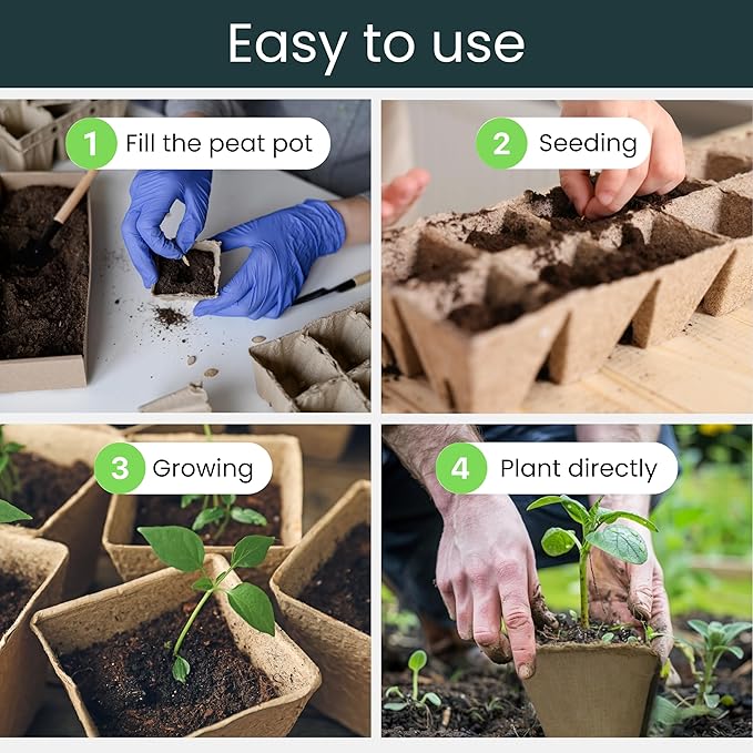 Seed Starter Peat Pots for Seedlings 300 pcs Biodegradable Seed Starter Pots