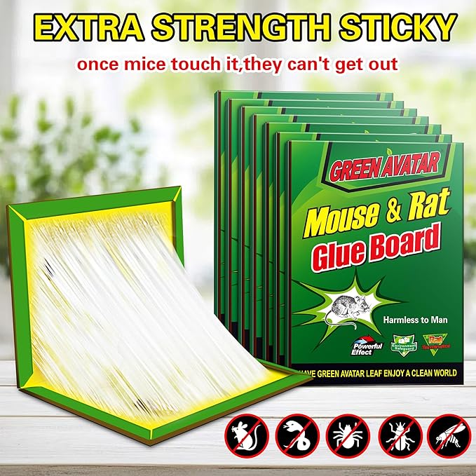 Ezoon 36 Pack Large Mouse Glue Traps with Enhanced Stickiness, Sticky Rat Traps, Sticky Snake Traps, Mouse Traps Sticky Pad Board for House Indoor Outdoor, Easy to Set, Extra Large (8.3" x 12")