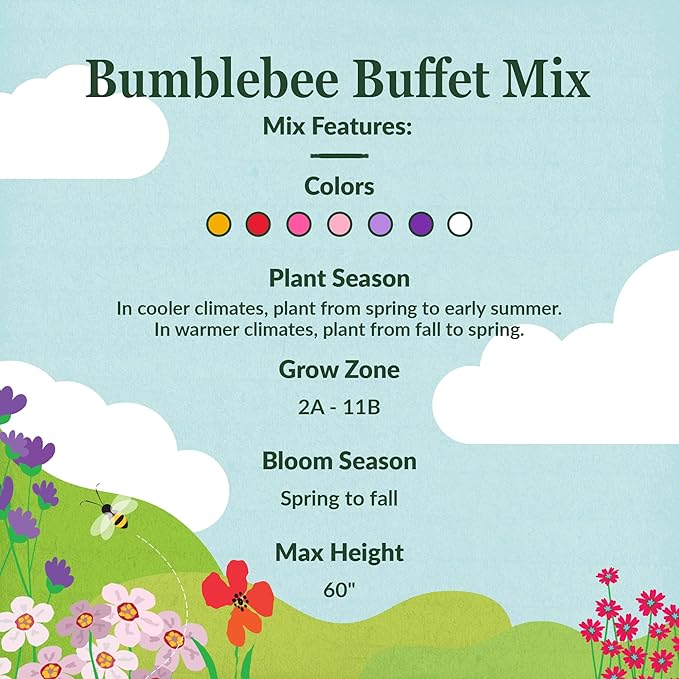 Ferry-Morse Bumblebee Buffet Mix Bulk Flower Seeds, 1lb