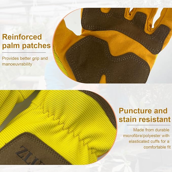 ZLUXURQ Gardening Gloves for Women and Men, Work Gloves for Yard Work