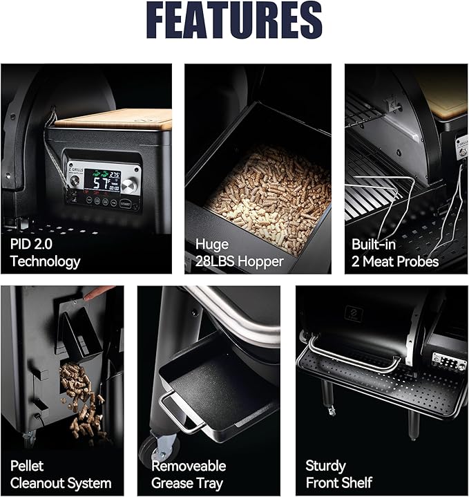 Z GRILLS Wood Pellet Grill and Smoker with PID Controller, 1068 sq. in Cooking Area with Wi-Fi, Black