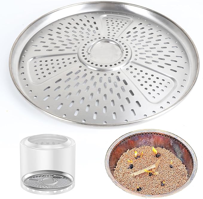 KEESHA Pellet Adapter for Solo Stove Bonfire Stainless Steel Conversion Kit for Smokeless Outdoor Fire Pit, Ideal for Burning Pellets, Diameter: 17.3 in