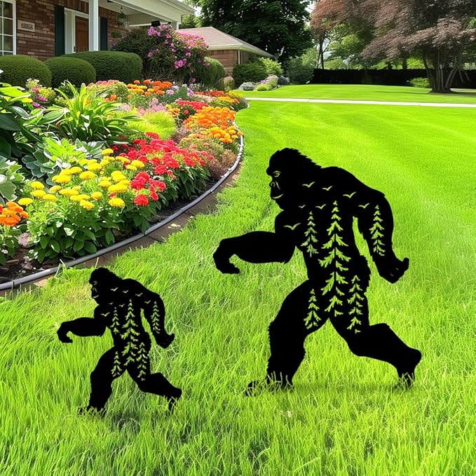 Bigfoot Yard Decor for Outside, Black Metal Sasquatch Decorative Garden Stakes, Bigfoot Silhouette Garden Decor Art, Big Foot Sasquatch Gifts for Men/Women, Big Foot Yard Decorations Outdoor