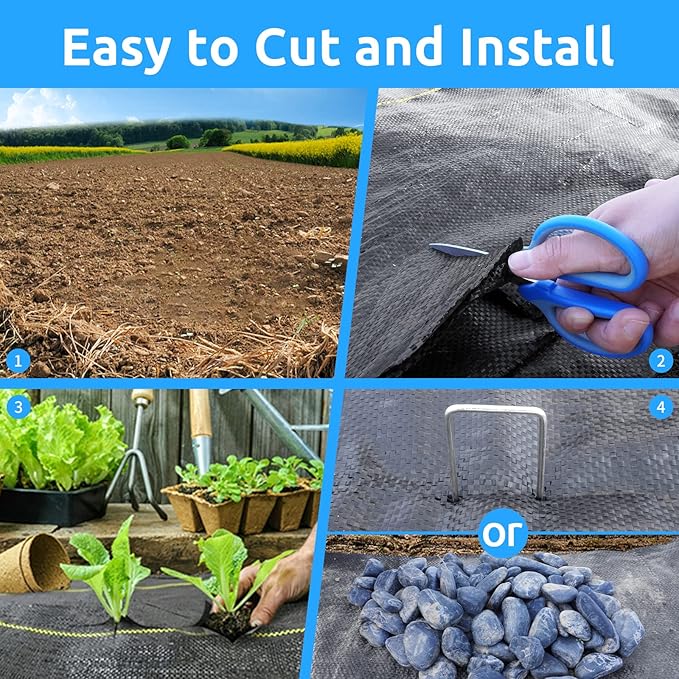 4ft x50ft Black Weed Barrier Landscape Premium Fabric-Heavy Duty Woven Ground Cloth with Superior Permeability Weed Control Convenient Design