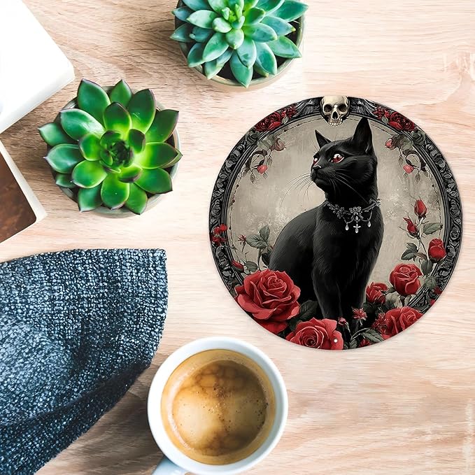 PEACHGARDEN Salem Sanctuary For Wayward Cats Metal Tin Sign Vintage Halloween Black Cat Decor Retro Wall Art Gothic Plaque Home Bar 8x8inch