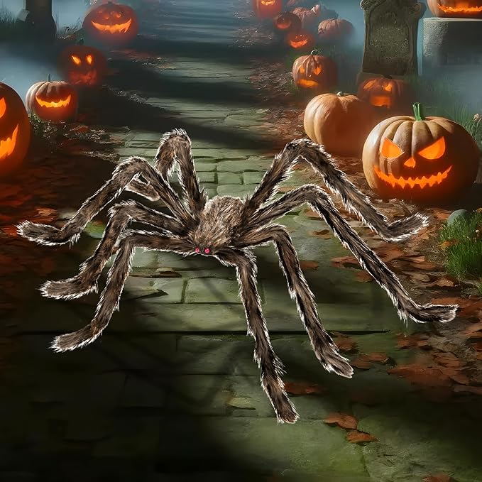 Halloween Decorations Outdoor and Indoor,78" Giant Spider Decorations,Scary Large Spider Props for Yard Lawn,Halloween Party Decorations,Haunted House Decor,Golden