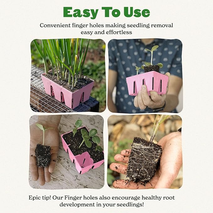 Epic Gardening Reusable Seed Starter Tray - 6 Cell/6 Seedling Starter Trays - Easy Watering, Indoor Greenhouse, Plant Starter, Gardener-Friendly for Seedlings | UV-Treated & BPA-Free - Pink