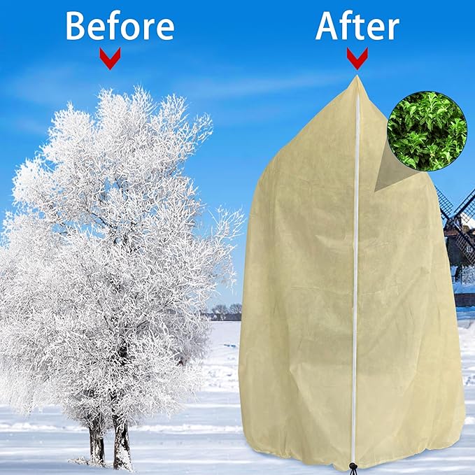 94" x 79" Large Plant Covers Freeze Protection- Reusable Winter Plant Frost Protection Cover Bags with Zipper Drawstring- Frost Cloth Blankets for Outdoor Plants Trees Against Freezing Animals Eat