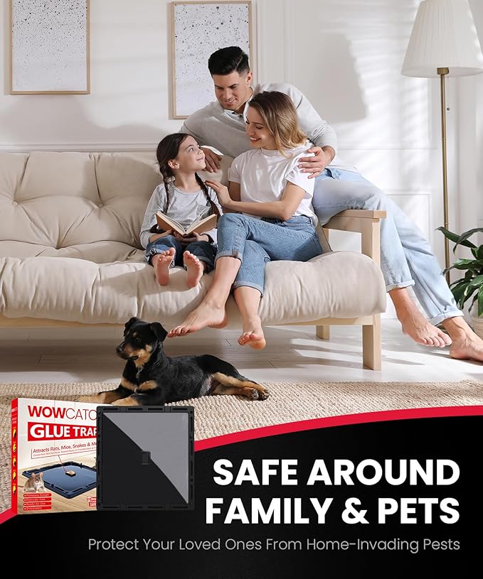 Jumbo Rat & Mouse Glue Traps - 6 Pack Large Heavy Duty Sticky Traps Indoor for Home, Extra Strong Adhesive Plastic Tray for Snakes, Non-Toxic Pest Control for House & Garage, Large Size