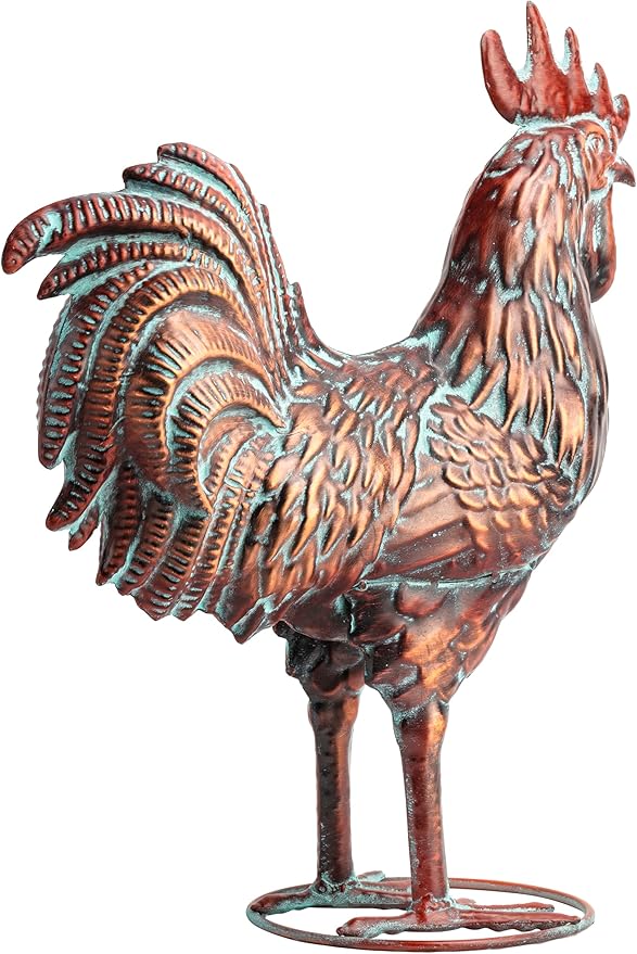 Metal Garden Rooster Statue Decor,15.7" L x 18.8" H Metal Chicken Sculpture Yard Art, Vintage Outdoor Chicken Figurine for Backyard Patio Lawn Home Kitchen Decorations, Gift for Chicken Lovers