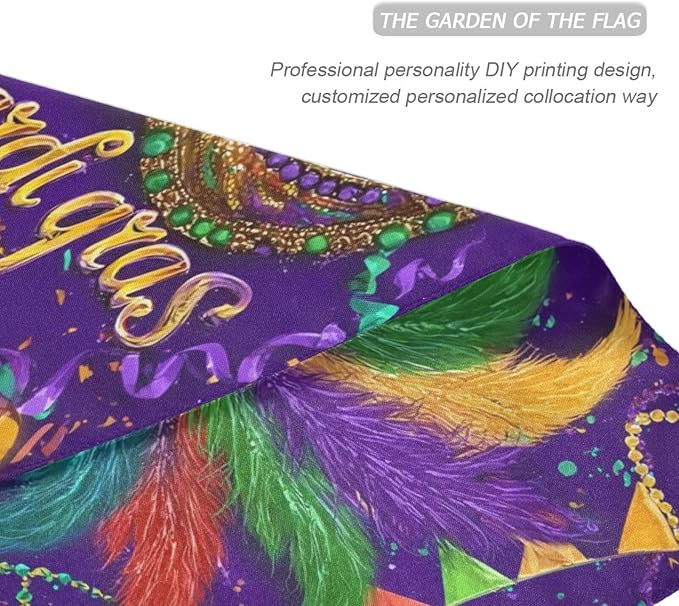 Kcldeci Happy Mardi Gras Mask Welcome Garden Flag 12x18 Inch Fleur De Lis Carnival Yard Flags Large Vertical Double Sided House Flag Holiday Decorative Flags for Yard Farmhouse